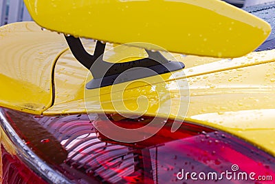 yellow shiny body of a german sportscar Stock Photo