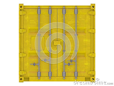 Yellow shipping container isolated point of view on a white background 3d rendering Stock Photo