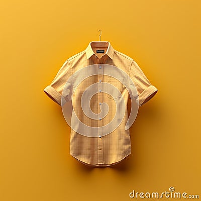 Precision Mens Shirt Mockup In Octane Render Style On Warm Yellow Background Stock Photo