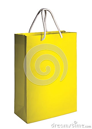 Yellow shopping bag Stock Photo