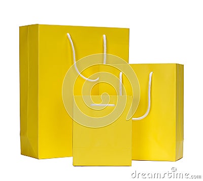 Yellow Shopping Bag gift bag Stock Photo