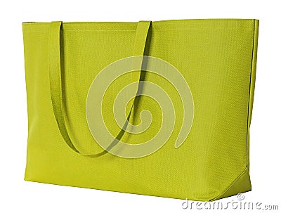 Yellow shopping bag isolated on white Stock Photo