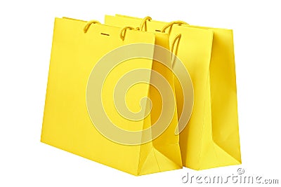 Yellow shopping bags. Stock Photo