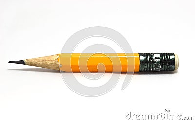 Yellow short pencil on isolate white background Stock Photo