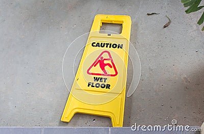 Yellow sign that alerts Stock Photo