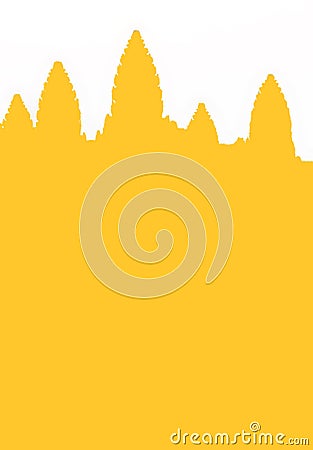 A yellow silhouette of the UNESCO Angkor Wat temple in Cambodia Stock Photo