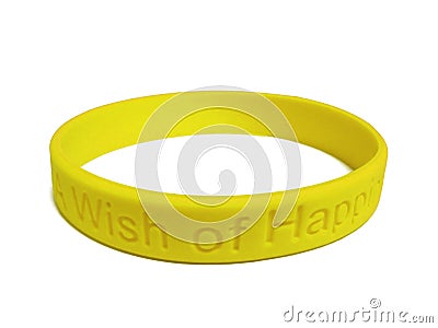 Yellow silicone wristband Stock Photo