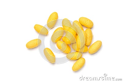 Yellow silkworm cocoons Stock Photo