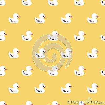 Yellow Small Ducks Swim Vector Illustration Animal Seamless Pattern Vector Illustration