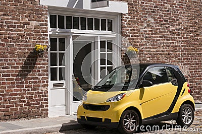 Yellow Smart Car Stock Photo