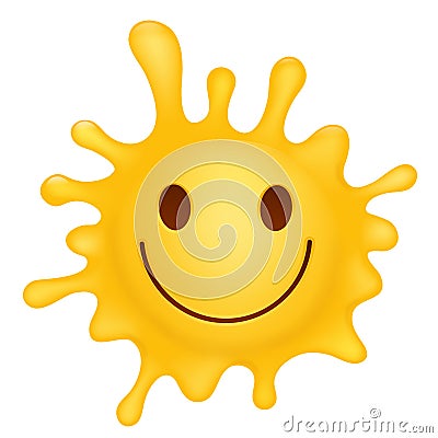 Yellow smiley face splash character Stock Photo