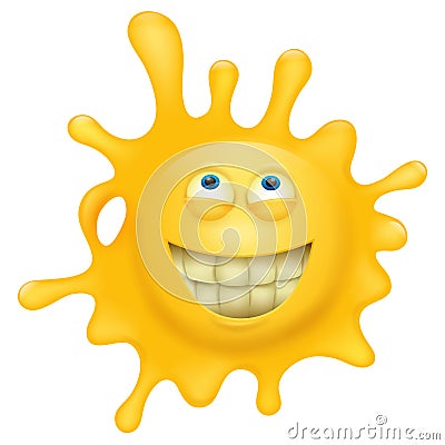 Yellow smiley face splash character Stock Photo