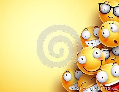 Yellow smileys vector background. Emoticons or smileys Vector Illustration