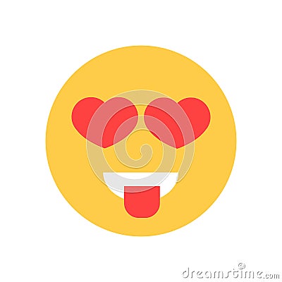 Yellow Smiling Cartoon Face With Heart Shape Eyes Emoji People Emotion Icon Vector Illustration