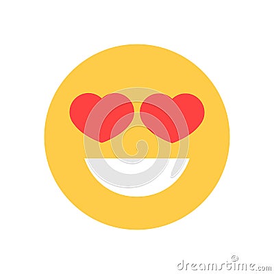 Yellow Smiling Cartoon Face With Heart Shape Eyes Emoji People Emotion Icon Vector Illustration