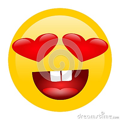 Yellow Smiling Cartoon Face With Heart Shape Eyes Emoji People Emotion Icon.illustration emoji cartoon symbol expression emotion c Cartoon Illustration