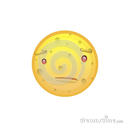 Yellow Smiling Face Disappointed Negative People Emotion Icon Vector Illustration