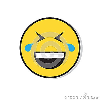 Yellow Smiling Face Laughing Positive People Emotion Icon Vector Illustration