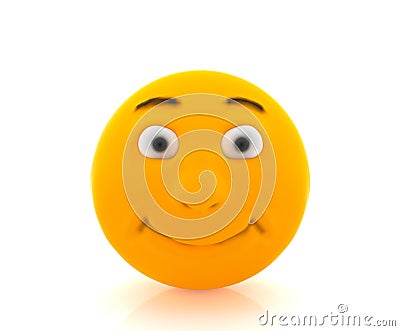 Yellow smiling round face emoticon Stock Photo