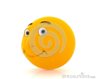 Yellow smiling round face emoticon Stock Photo