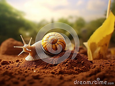 Yellow Snail Cartoon Illustration