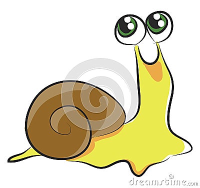 Yellow snail with green eyes vector illustration Vector Illustration