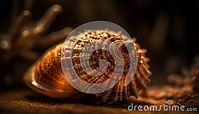 Yellow snail shell, beauty in nature design generated by AI Stock Photo