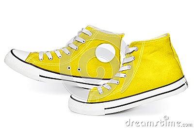 Yellow sneakers Stock Photo