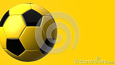 Yellow soccer ball on yellow text space. Cartoon Illustration