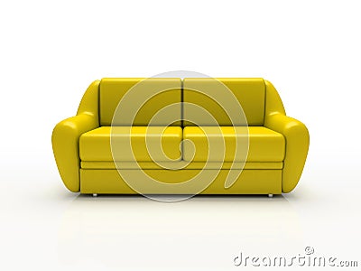 Yellow sofa on white background insulated Stock Photo