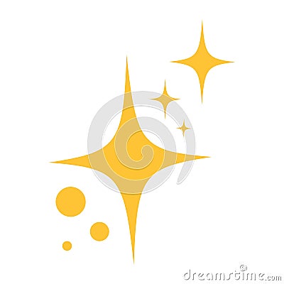 Yellow sparkle, sparkling stars, shiny flashes of fireworks. Collection original stars Vector Illustration