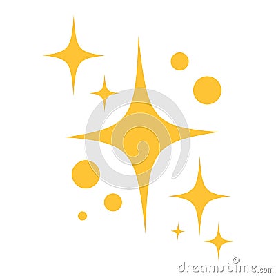 Yellow sparkle, sparkling stars, shiny flashes of fireworks. Collection original stars Vector Illustration