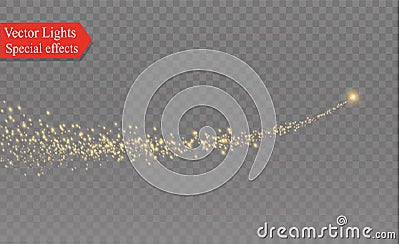 Yellow sparks and stars shine with special light. Sparkling magical dust particles. The effect of a flare flare with a Vector Illustration