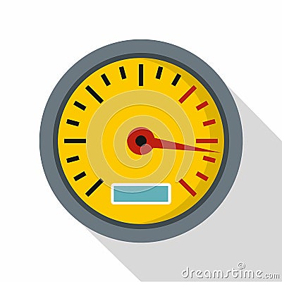 Yellow speedometer icon, flat style Vector Illustration