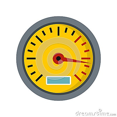 Yellow speedometer icon, flat style Vector Illustration