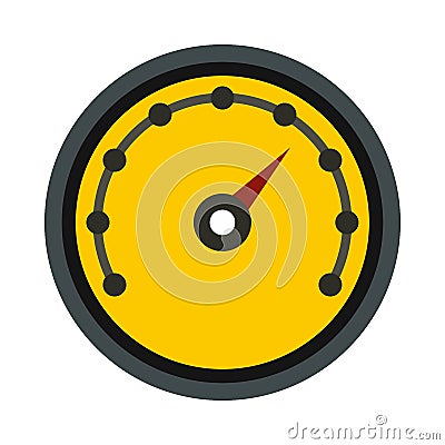 Yellow speedometer icon, flat style Vector Illustration