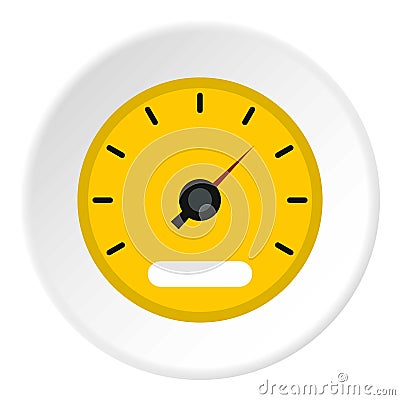 Yellow speedometer icon, flat style Cartoon Illustration