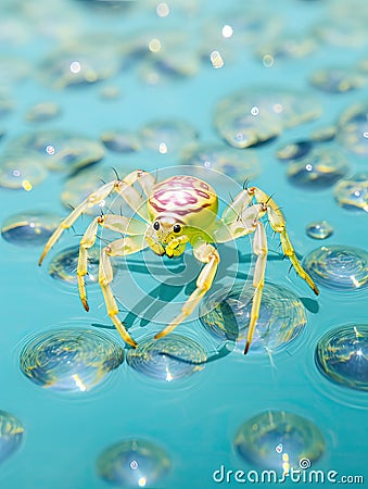 a yellow spider on water Stock Photo