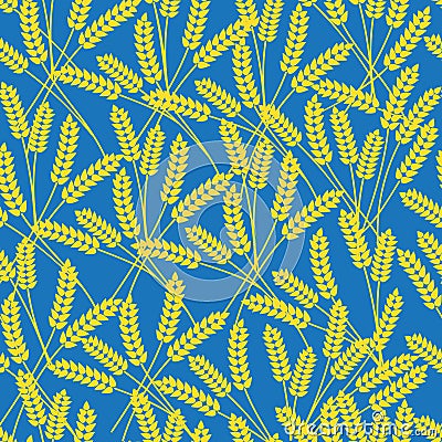 Yellow spikelets. Vector seamless pattern Vector Illustration