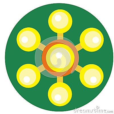 Yellow spinner with balls on blades Vector Illustration