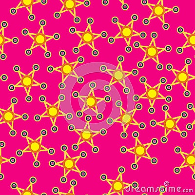 Yellow spinner in the form of a star a flat style. Seamless pattern Vector Illustration
