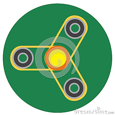 Yellow spinner with transparent center a flat style. Vector image on a round dark greenbackground. Element of design, interface Vector Illustration