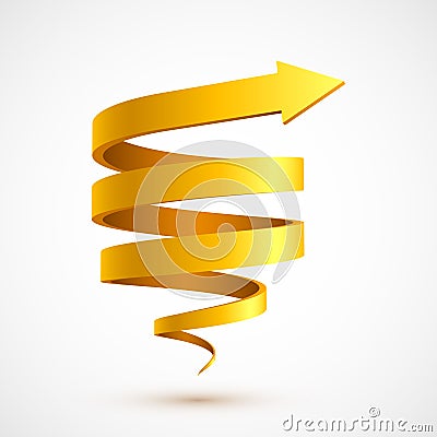 Yellow spiral arrow 3D Vector Illustration