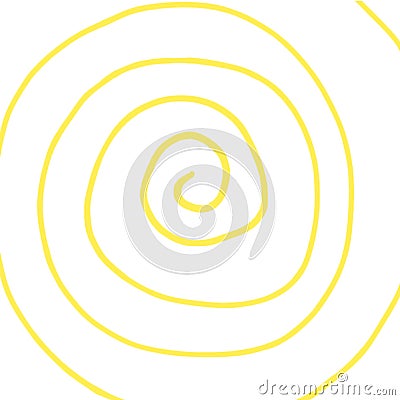 Yellow spiral, funny hallucinations pattern, hand drawn Stock Photo