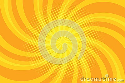 Yellow spiral pop art background Vector Illustration