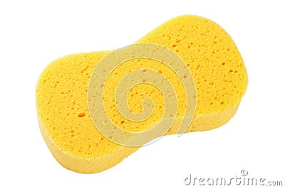 Yellow sponge isolated on the white background with clipping path Stock Photo