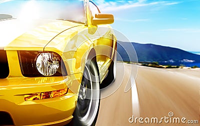 Yellow sport car Stock Photo