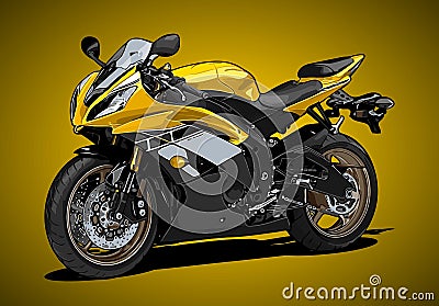 yellow sportbike anniversary Vector Illustration