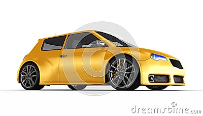 Yellow sports car - 3D render Stock Photo