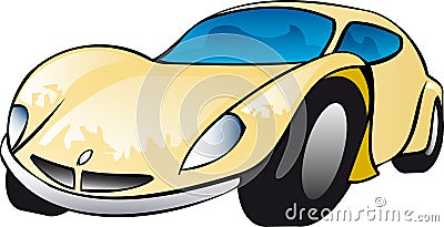 Yellow Sports Car Illustration Vector Illustration